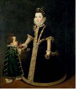 Sofonisba Anguissola Girl with a dwarf, thought to be a portrait of Margarita of Savoy, daughter of the Duke and Duchess of Savoy oil on canvas